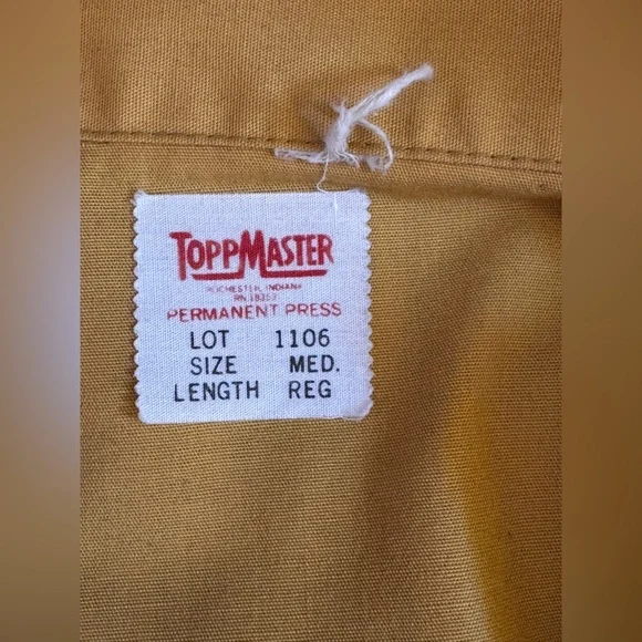 70s Vintage Yellow Cotton Blend Boiler Suit w Chainstitch Detailing Sz M-L - Picture 11 of 15